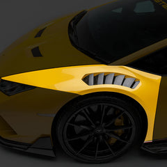 LAMBORGHINI HURACAN PERFORMANTE AERO FRONT FENDERS W/INTEGRATED VENTS AND SPLASH SHIELDS (CARBON MATRIX)
