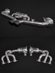 Porsche 992 GT3 - SET: 250 Cell Headers + Valved Exhaust with Carbon Tips (OE Actuators) - Black