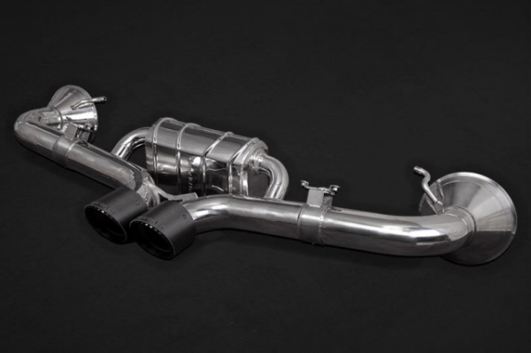 Porsche 992 GT3 - Valved Exhaust Muffler with Carbon Tips (OE Actuators) - Black
